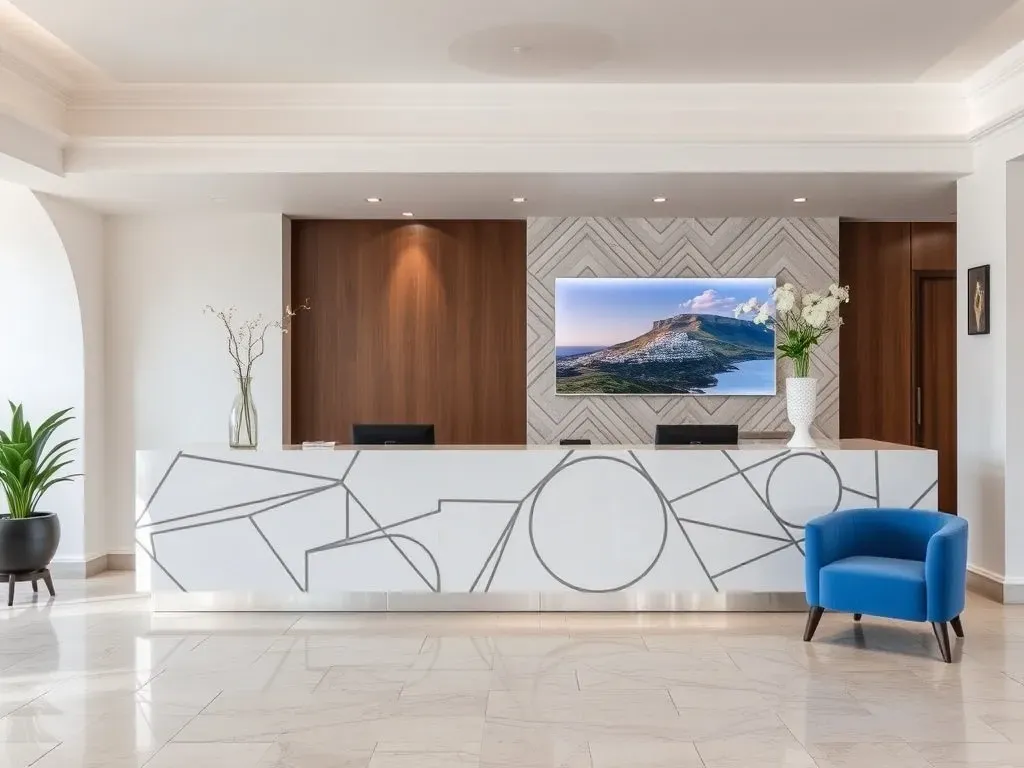 greece hotel reception desk inside