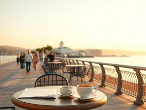 Przytulny mały hotel w centrum Florencji, w ciepłym świetle zachodu słońca, z widokiem na dachy i kopułę miasta.
