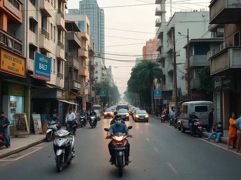 city street in india