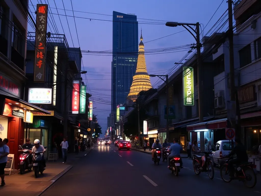 Thailand city street view night